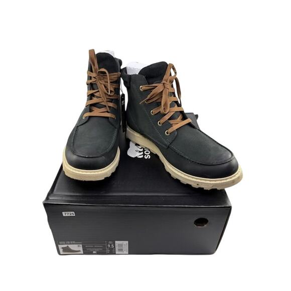 Sorel Madson ll Moc Toe Waterproof Boot Nubuck Leather Lace-Up Coal Mens Sz 9.5 - Picture 1 of 11